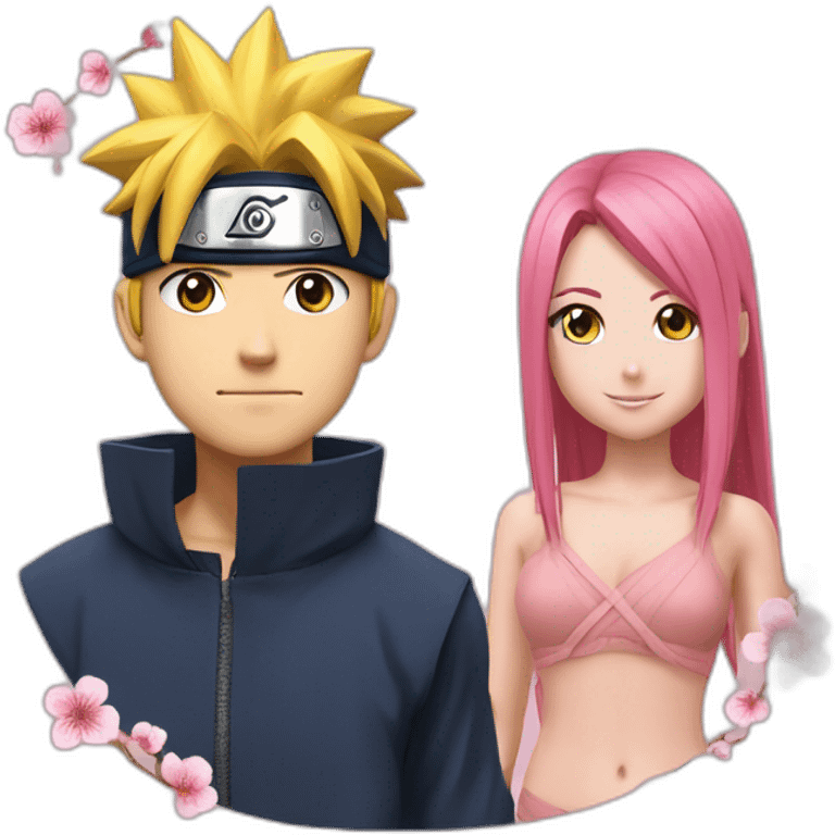 Naruto qui fait un câlin a sakura emoji