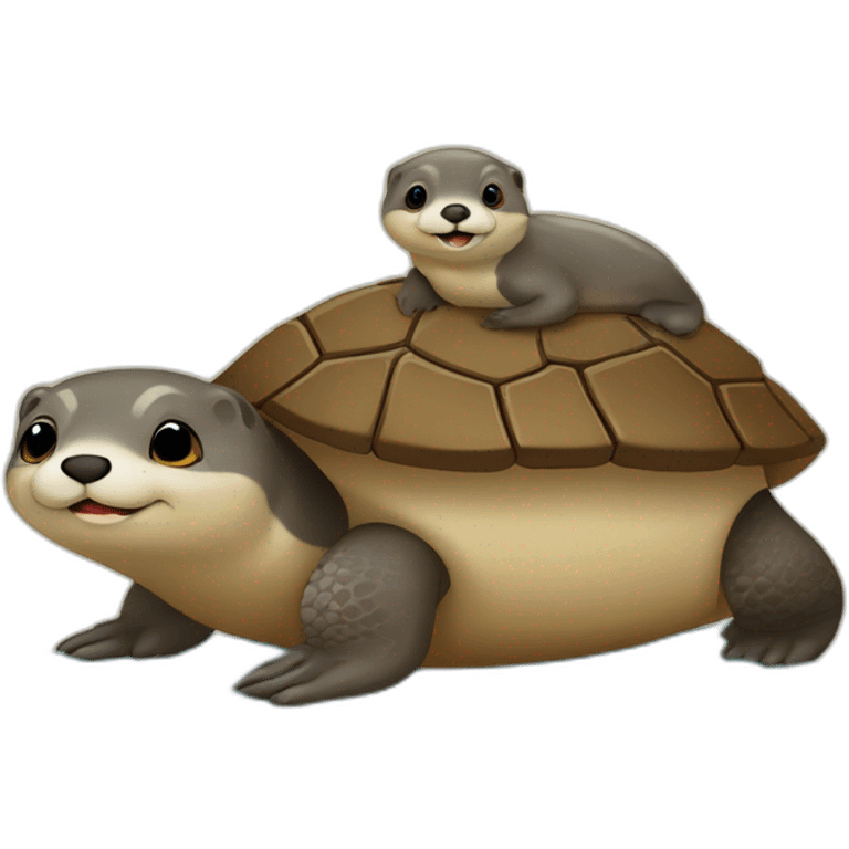 Loutre sur une tortue  emoji