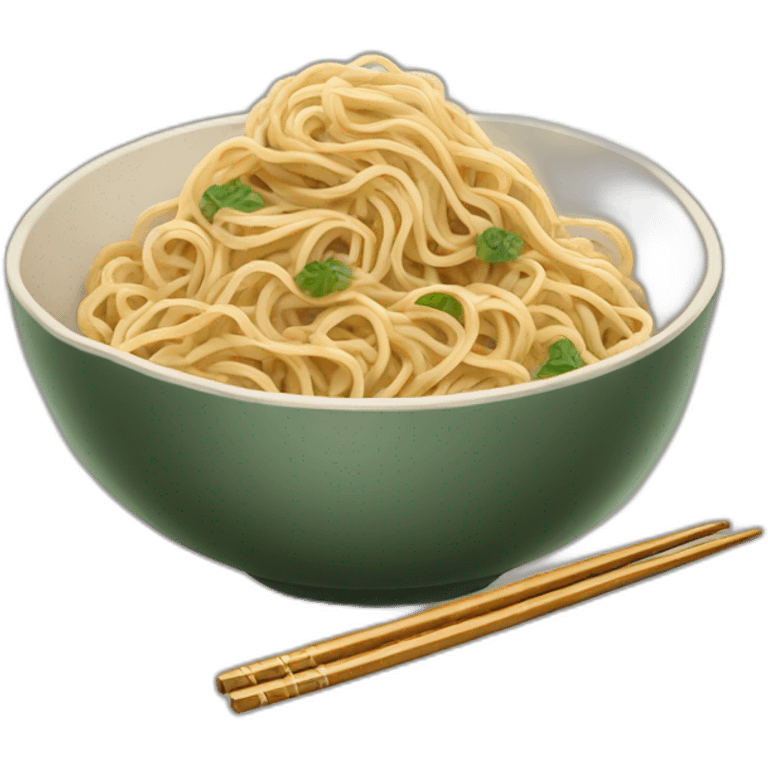 bowl of sesame and garlic noodles with chopsticks emoji