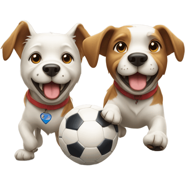 Two dogs playing soccer emoji