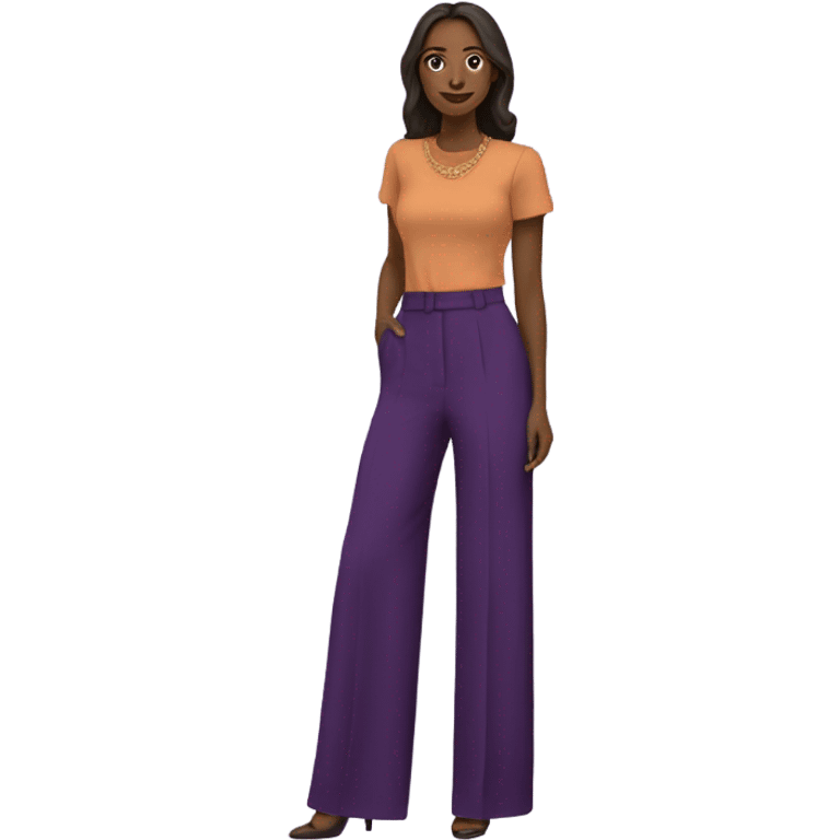 Realistic isolated pair of high waist long wide leg dressy casual pants in purple emoji