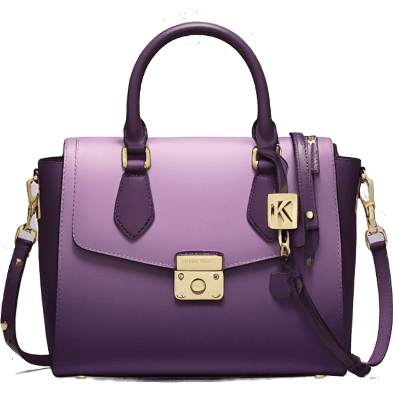 Realistic isolated lavender to dark plum ombre Michael Kors satchel purse.  emoji