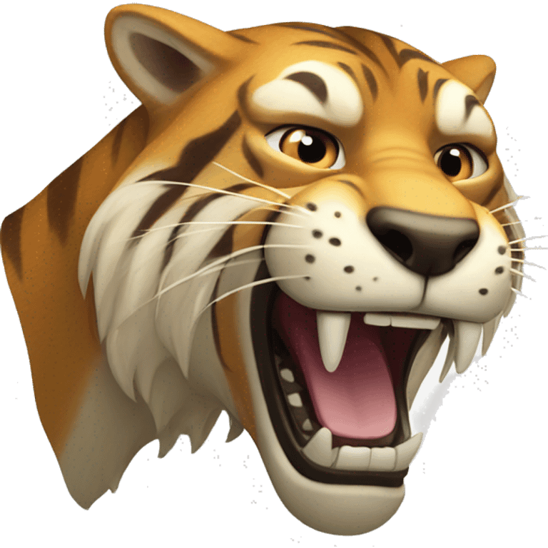 saber tooth tiger with brown fur and long canine teeth emoji