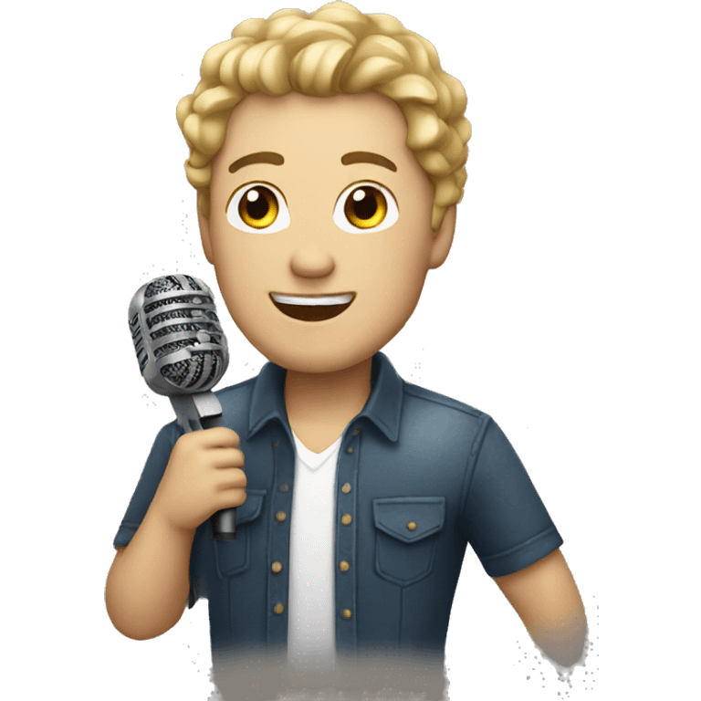 white man singer with microphone emoji