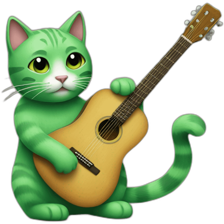 green cat and guitar emoji