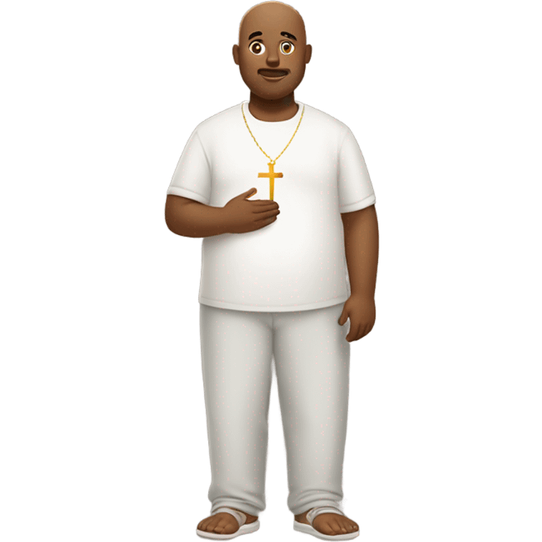 Short bald and fat devoted Christian man emoji