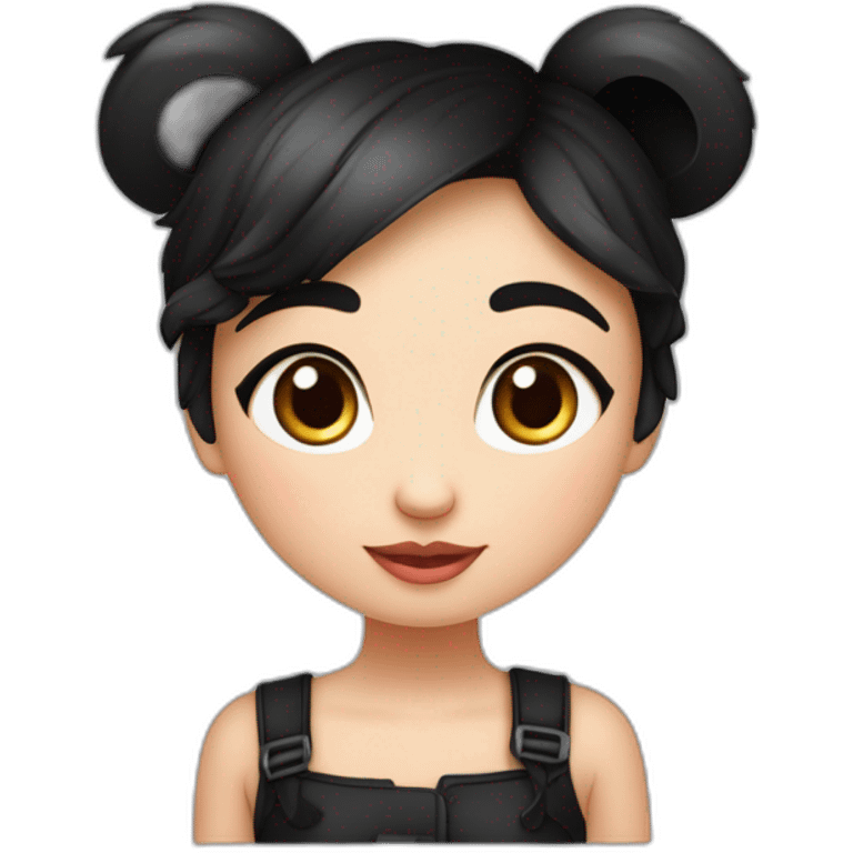  uma menina morena com cabelo cacheado com cachos fechados cor preto com as contas do cabelo loiro Entre na emoção apaixonada  adicionais capuz de urso panda e olho de coração vermelho emoji