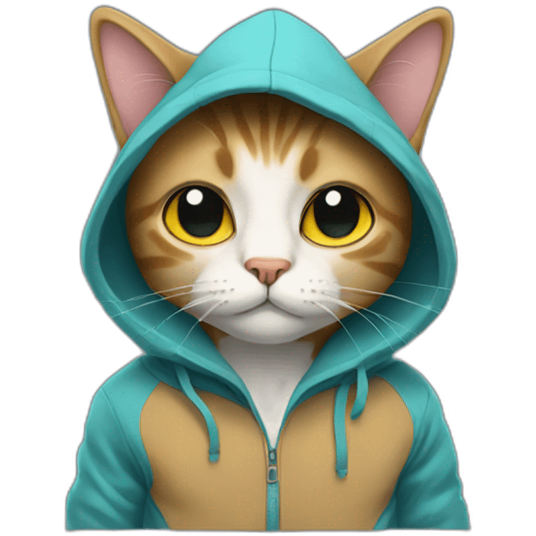 Cat wearing a hoodie emoji