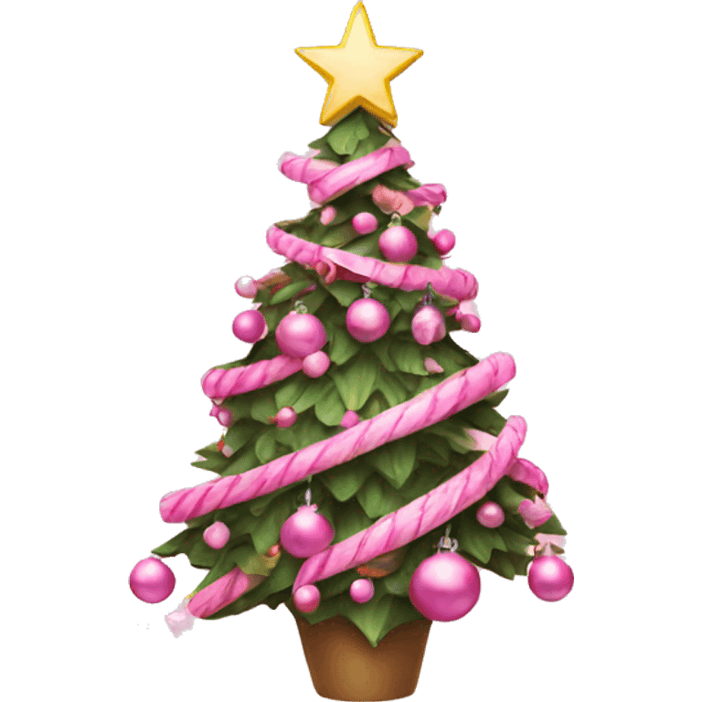 aesthetic christmas tree with pink decorations emoji