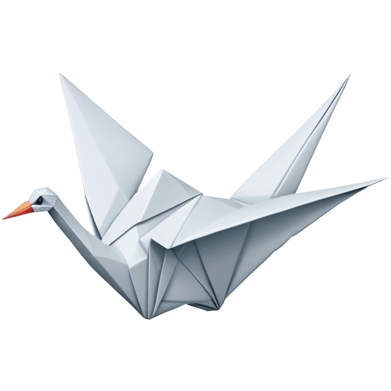 Cinematic Realistic Origami Crane Emoji, featuring a beautifully folded paper crane with crisp, delicate edges and intricate creases. The elegant structure casts soft shadows under warm, natural lighting, with a subtle texture of fine paper enhancing its serene and symbolic presence. emoji