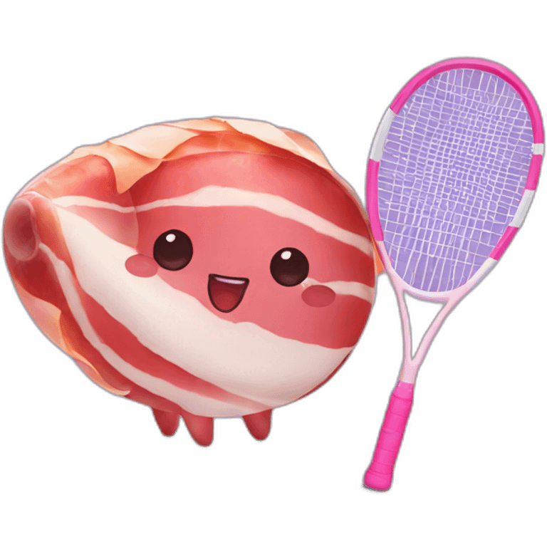 Kawaii jamon with tennis racket emoji