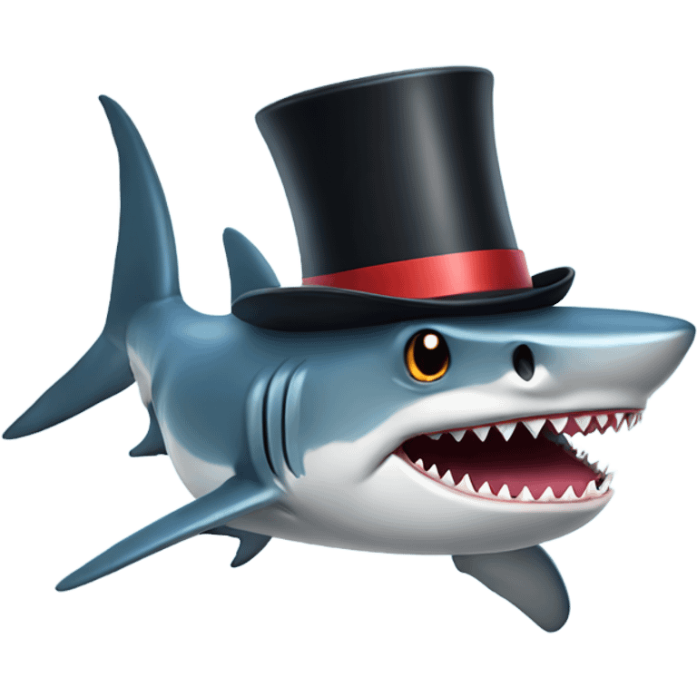 Shark with a top hat emoji