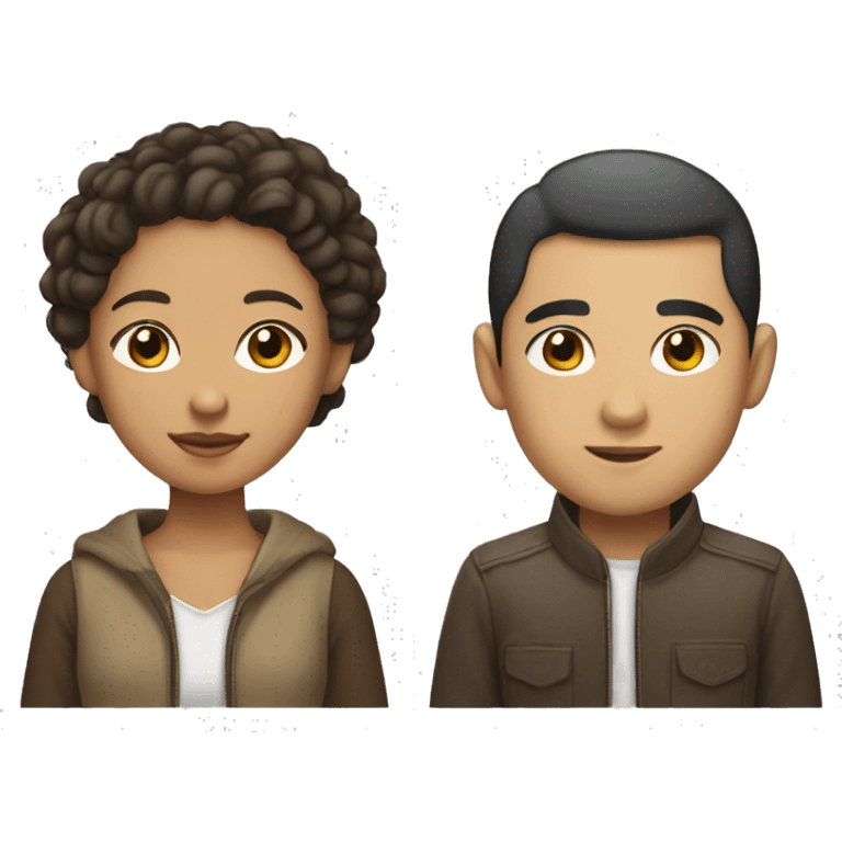 lightskin girl and asian man emoji