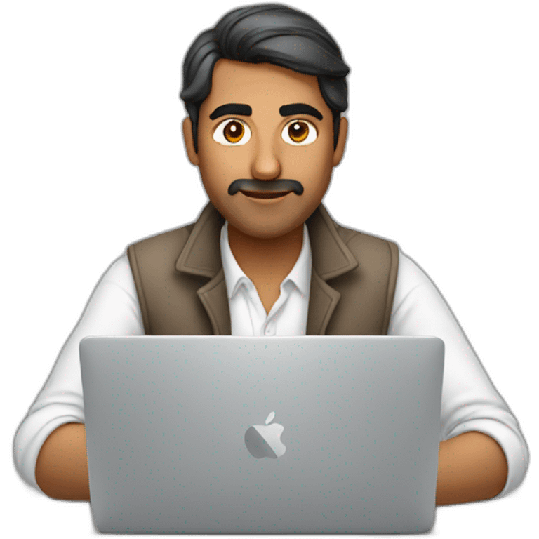 Indian developer man working on macbook emoji