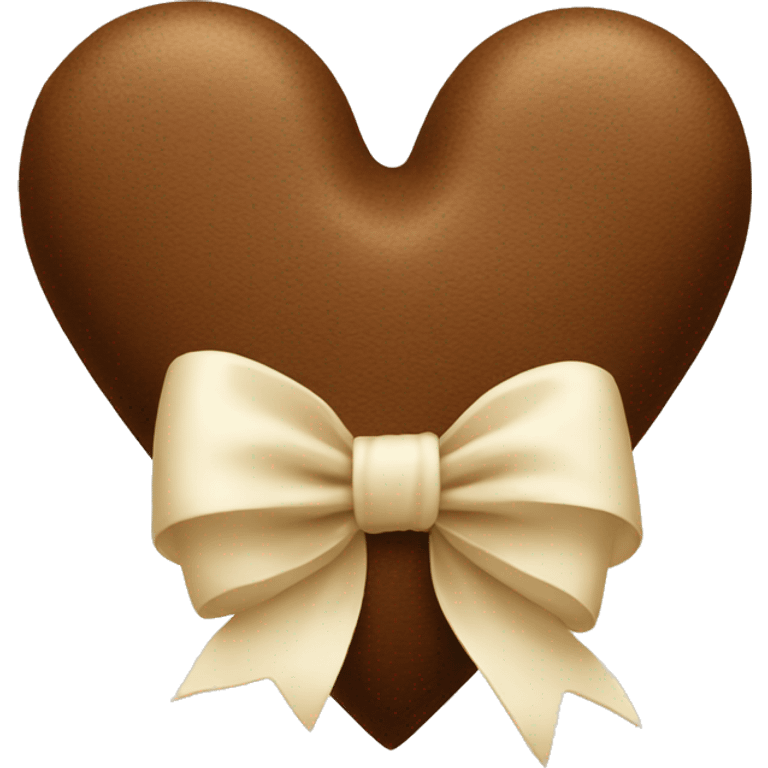 brown heart with a cream bow  emoji