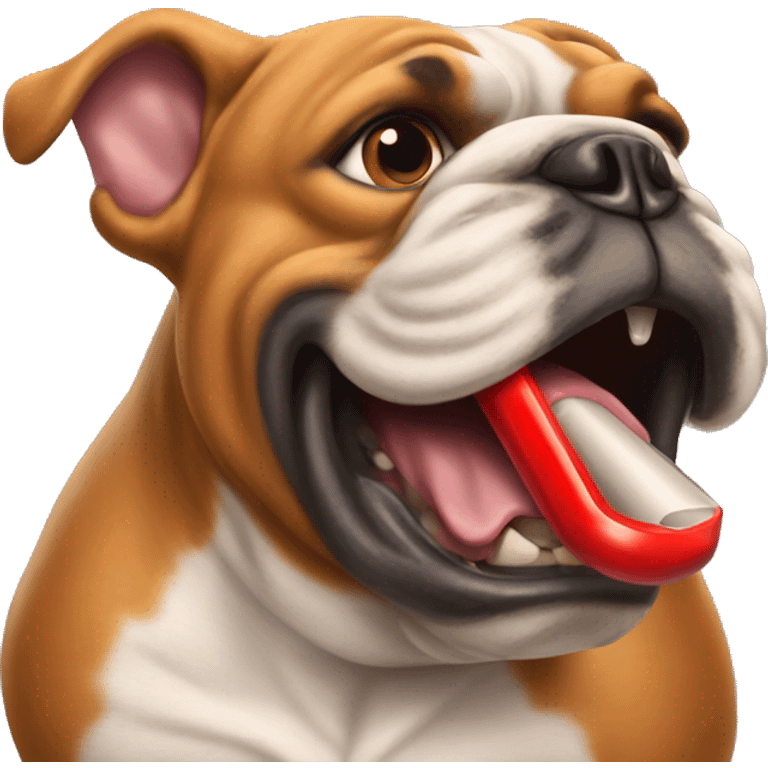 red Bulldog blowing a whistle. emoji