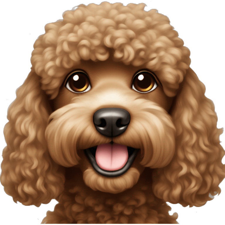 Brown poodle smaller than light brown shitzu smiling emoji