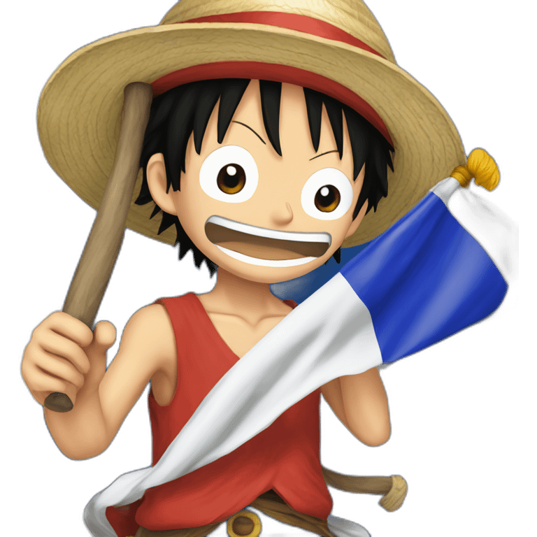 monkey d luffy holding french flag emoji