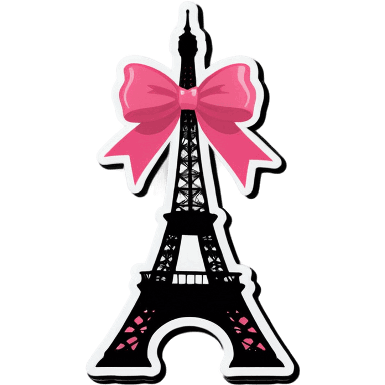 Eiffel Tower with pink bow emoji