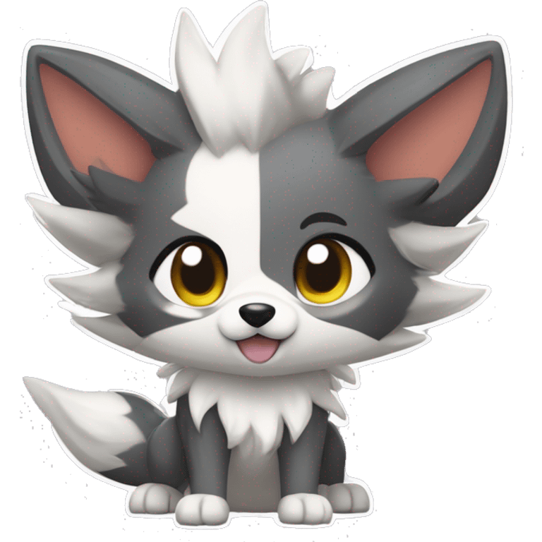 Kawaii Cool Chibi Poochyena-Rocruff-Lycanroc-Pokémon Full Body Detailed High Quality emoji