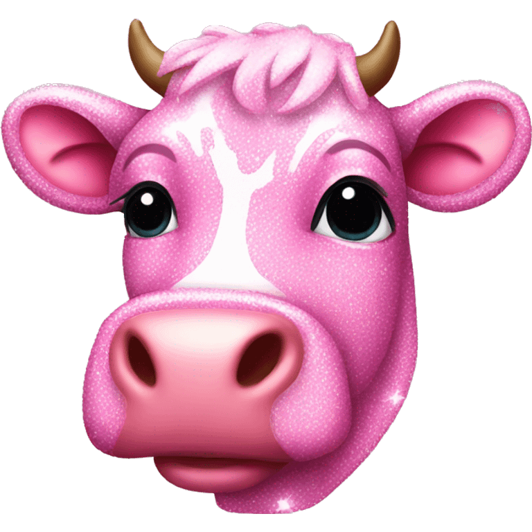 Pink sparkly cow emoji