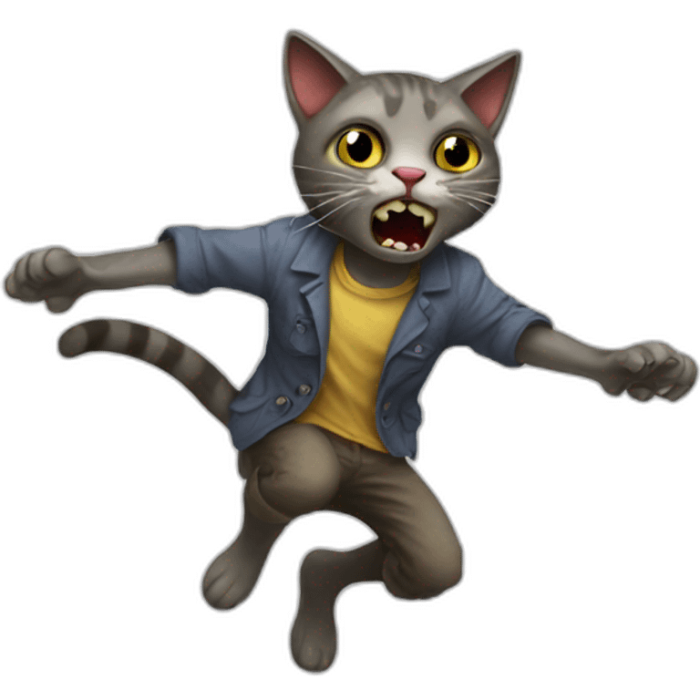 Cat jumping on a zombie emoji