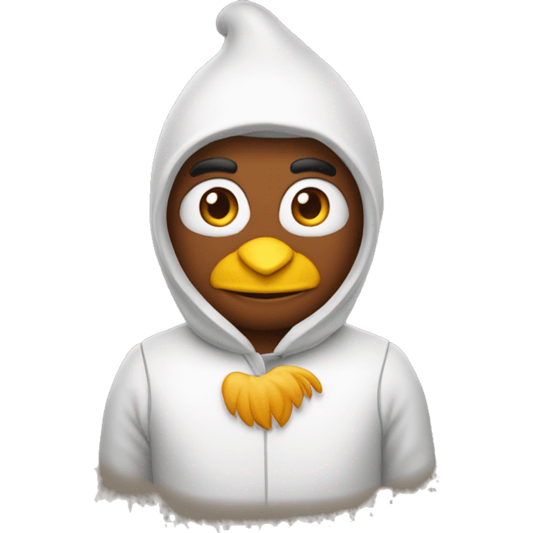 Une personne avec un costume de poulet  emoji