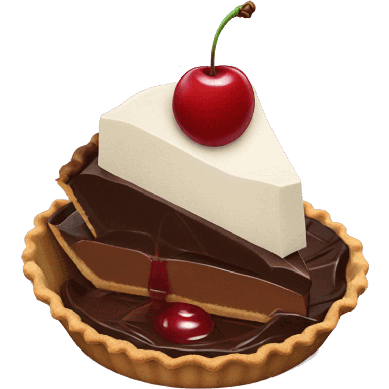 Chocolate pie with cherry on top emoji