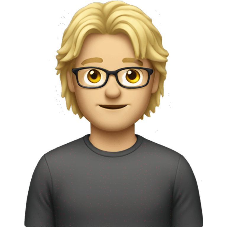 Guy with glasses and a blonde mullet  emoji