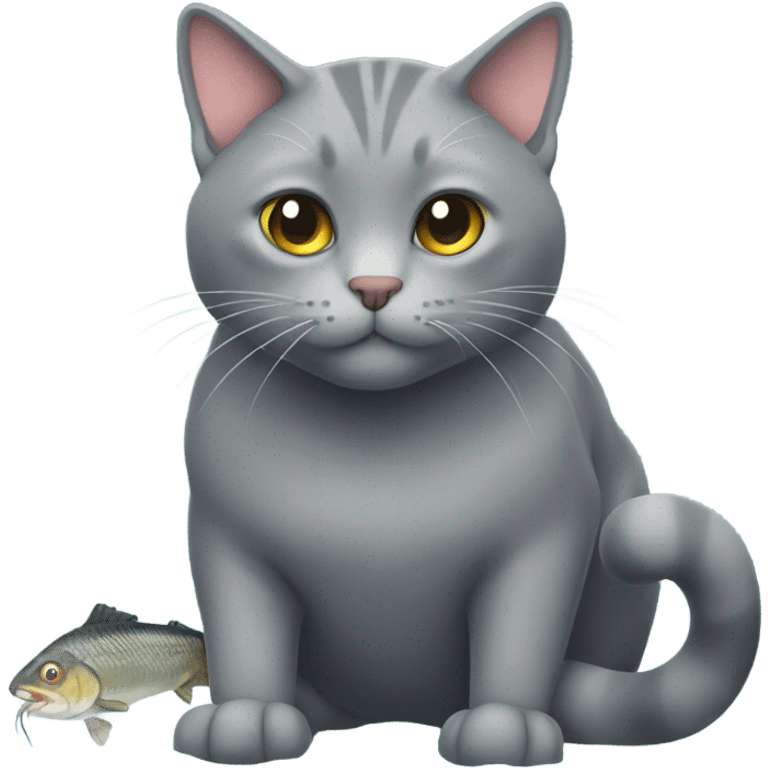 Grey cat fishing  emoji