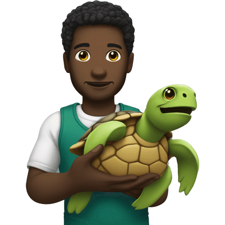 black man holding a turtle emoji