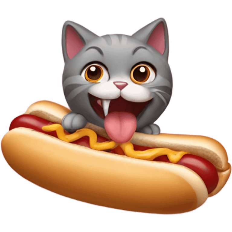 Cat eating hotdog emoji