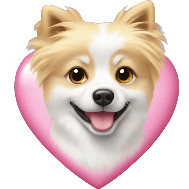 White and blonde spots spitz in a pink heart emoji