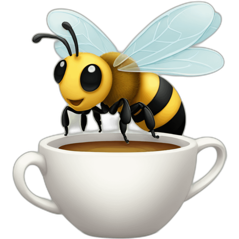 Bee at the morning taking a coffee emoji