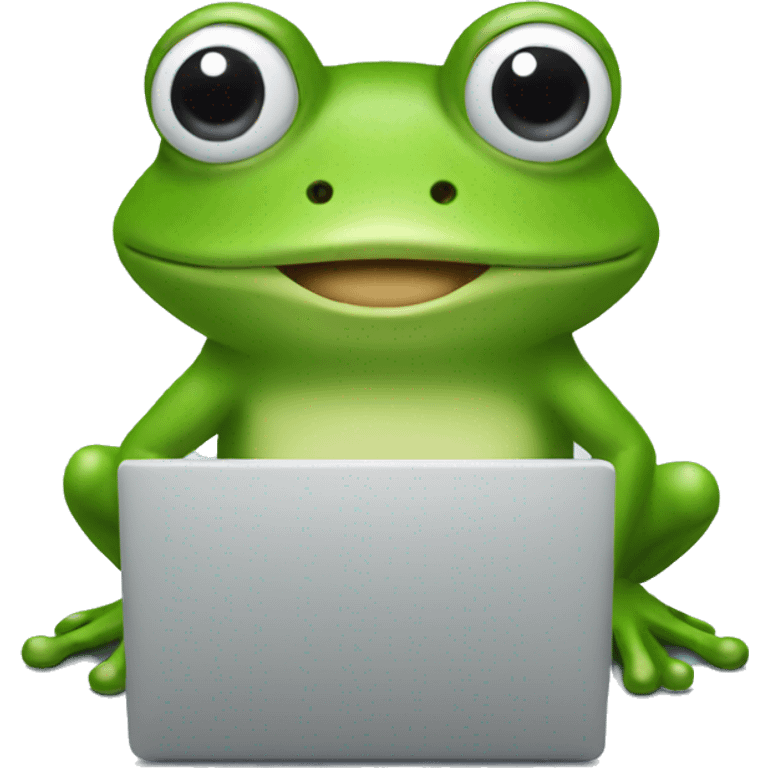 Frog using computer  emoji