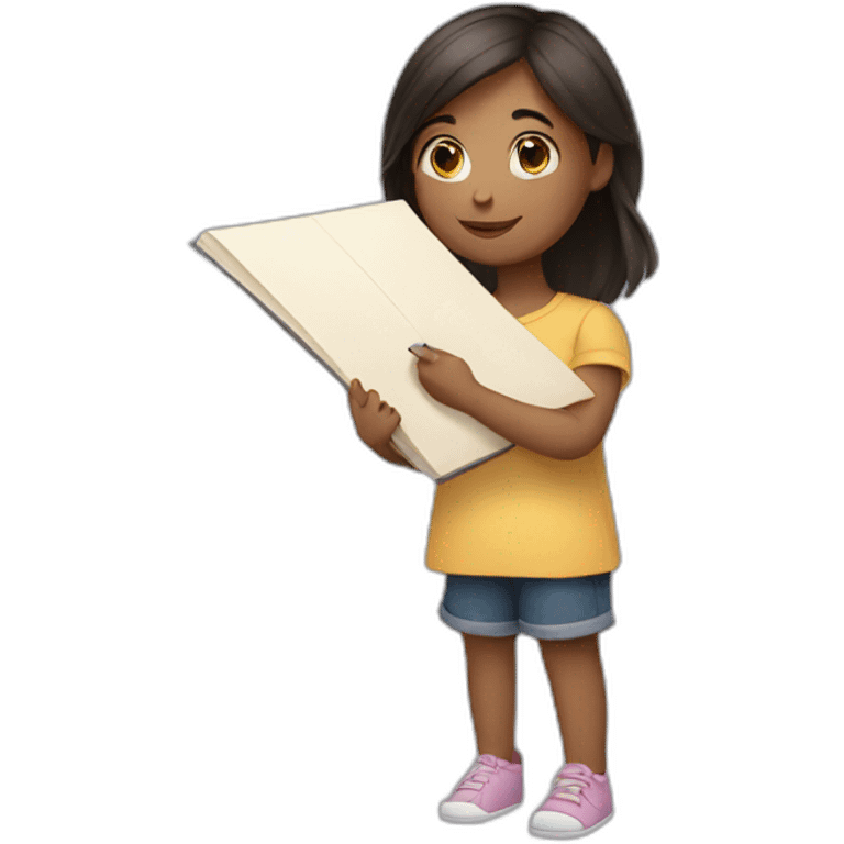 cute girl holding a page writing goodnight emoji