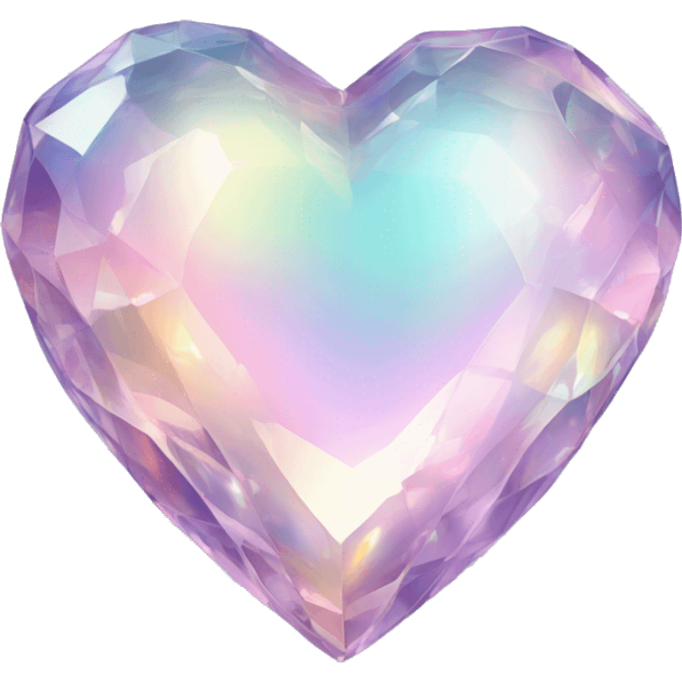 Sparkly glossy Pastel iridescent glass crystal glass heart emoji