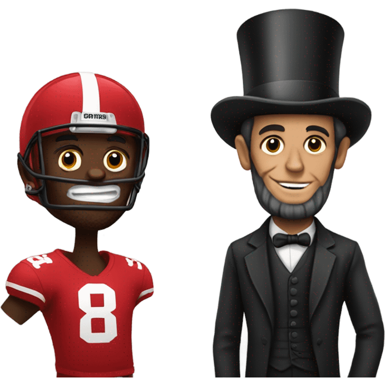 Red football player and Abraham Lincoln  emoji