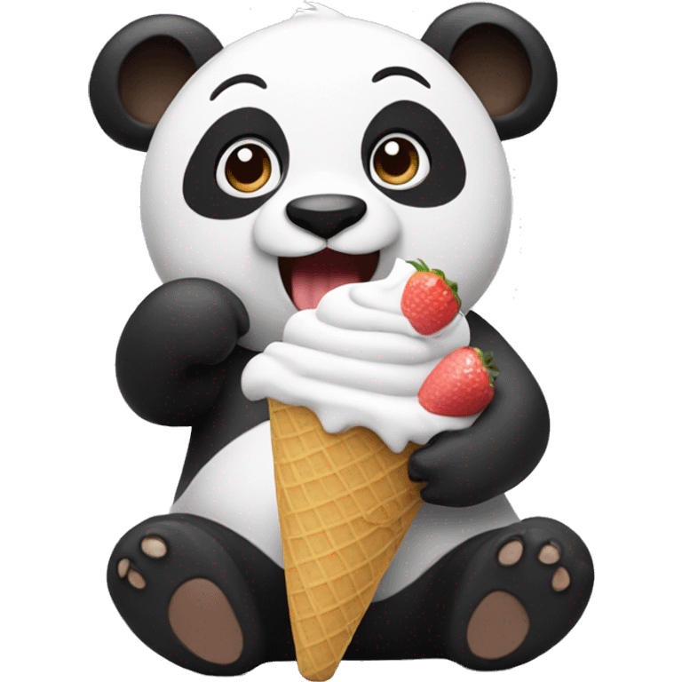 Panda eating ice cream emoji