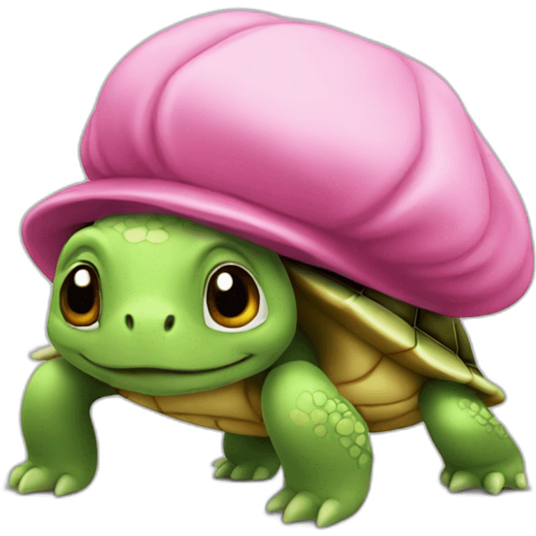 turtle with pink beret emoji