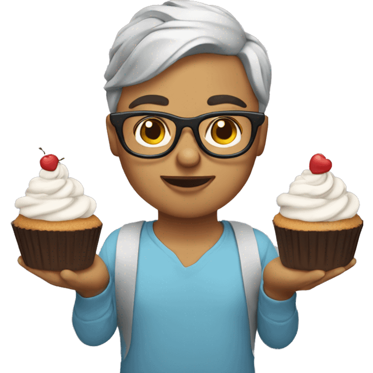 Cupcake lover with glasses emoji