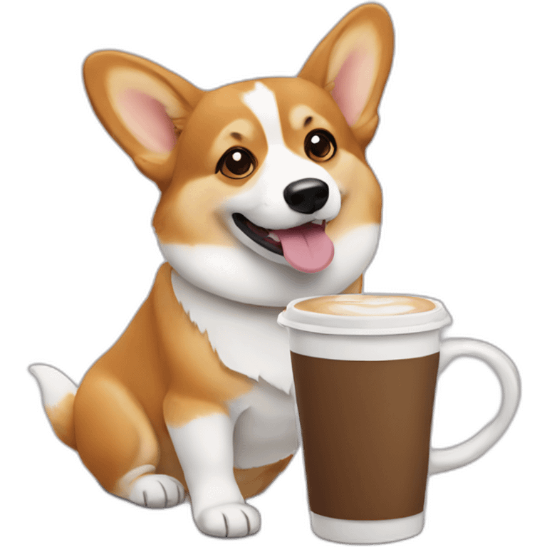 Corgi drinking coffee emoji