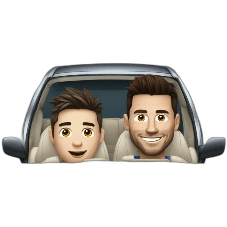 messi and cristano ronaldo in a car emoji