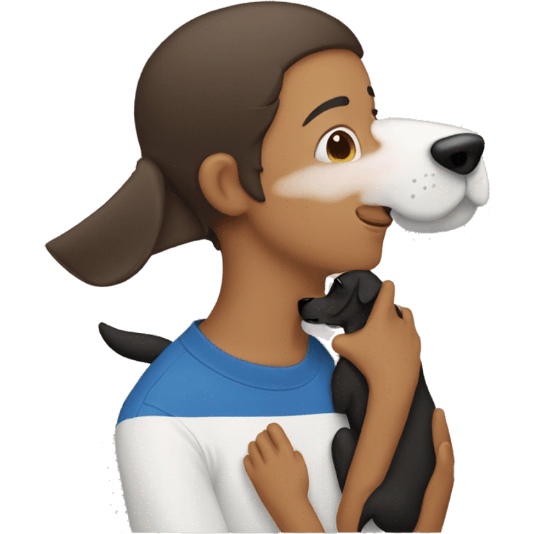 Boy and a dog kissing emoji