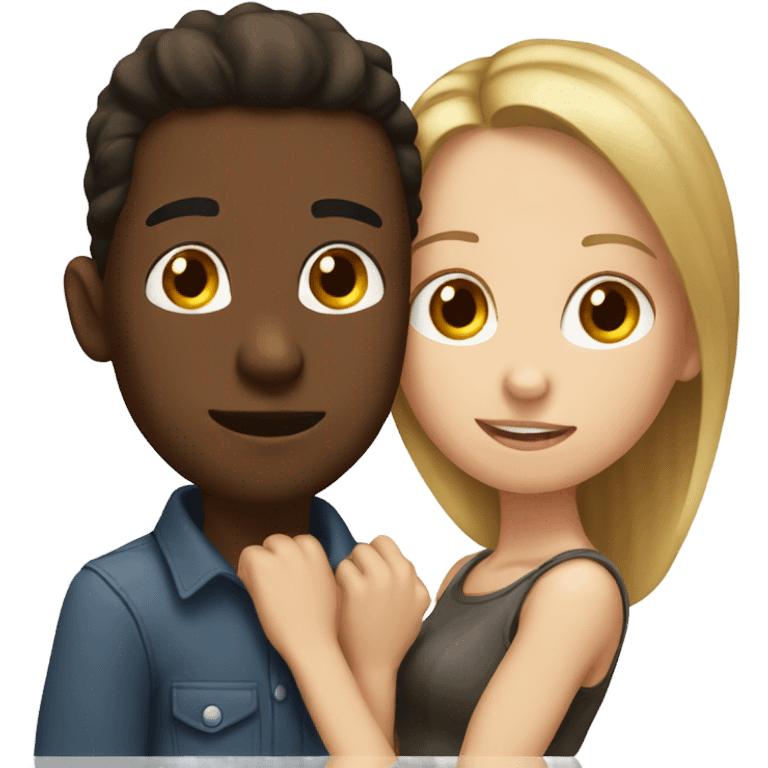 Brown guy and white girl kissing  emoji