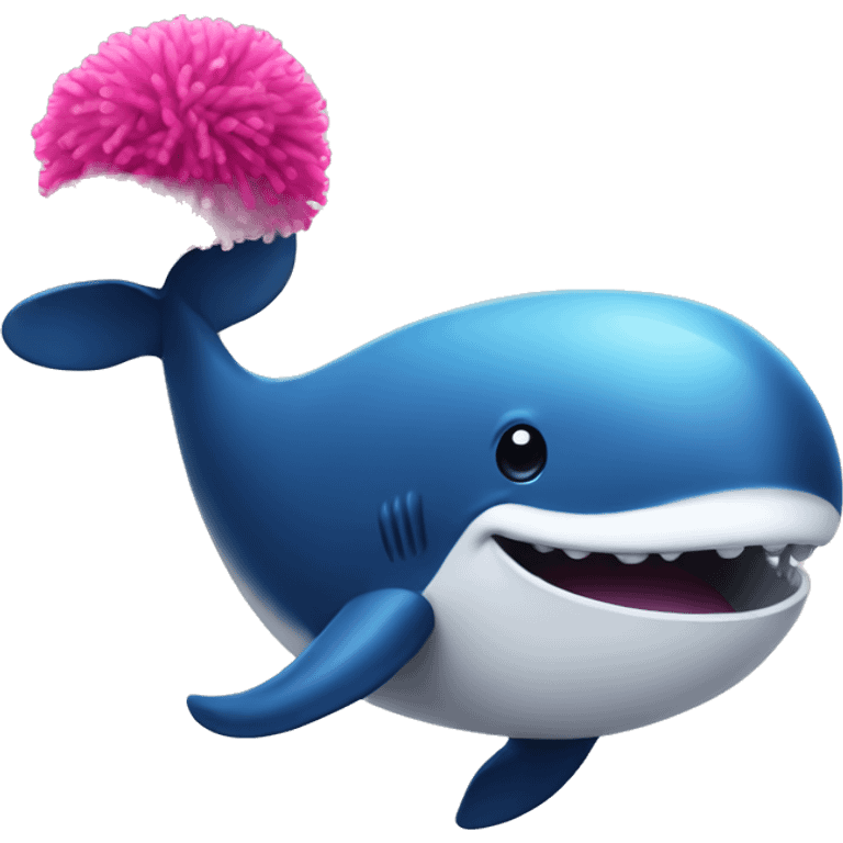 A whale cheering with pom pom emoji