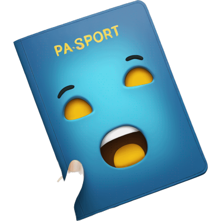 blue passport with the emotion of shock emoji