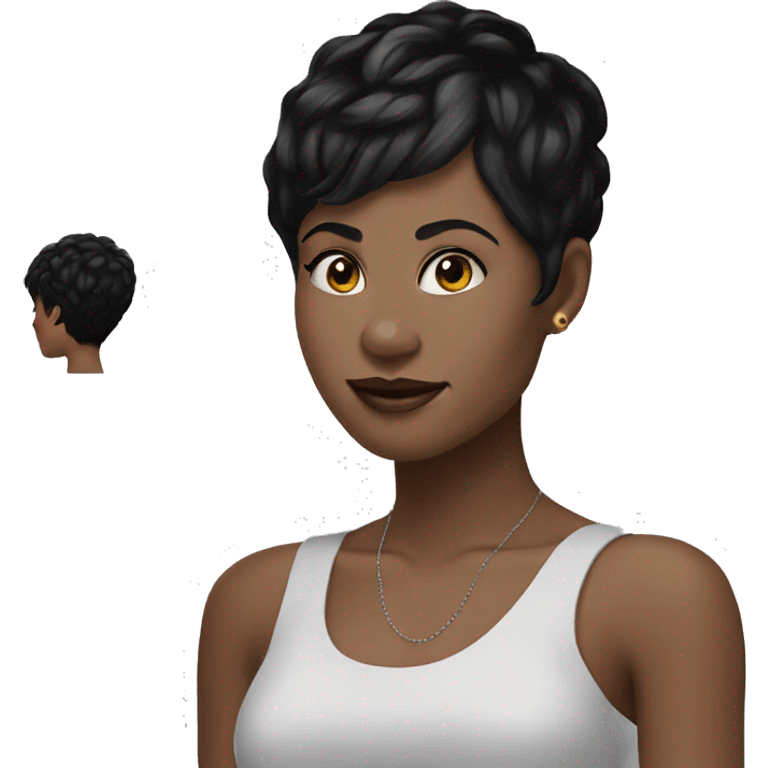 woman black pixie cut white skin emoji