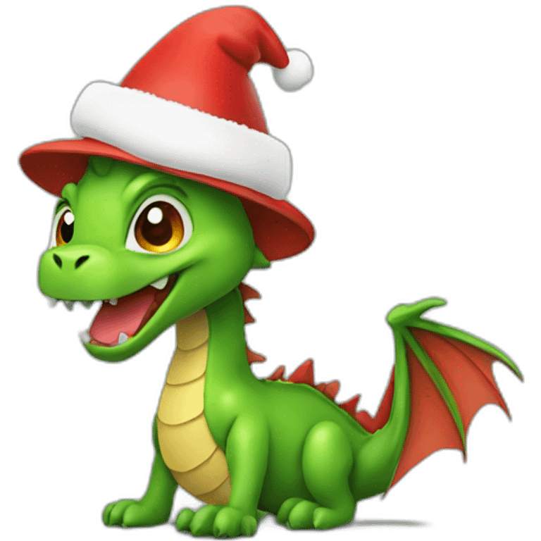 Dragon with Christmas hat emoji