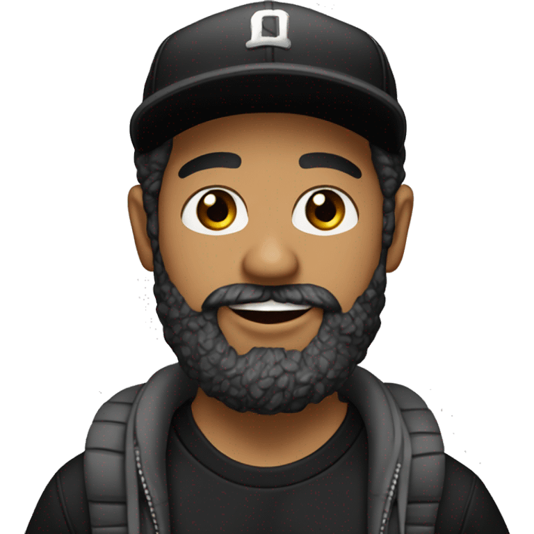 latino guy with salt and pepper beard, black baseball cap, black t-shirt, riding a skateboard emoji